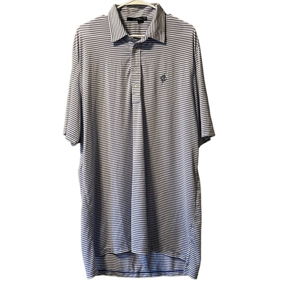 RLX Ralph Lauren Blue Striped Golf Polo Shirt Size XL Stretchy Athleisure Preppy